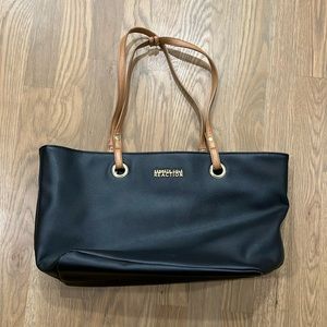 Kenneth Cole Reaction Women’s Black Brown Faux Leather Tote Bag Large Purse